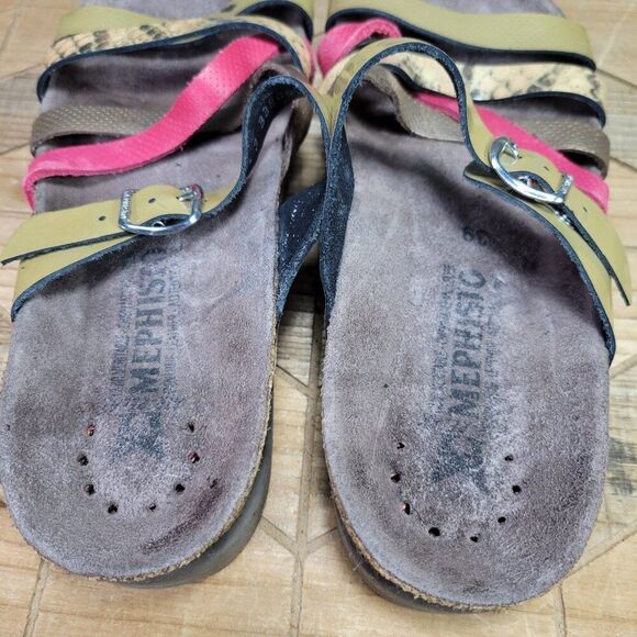 Mephisto Huleda Women's 39/ 9 US Multi Color Strappy Comfort Slide Sandals Cork - Picture 6 of 8